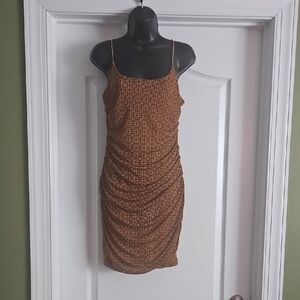 Chic Brown Patterned Mini Dress
